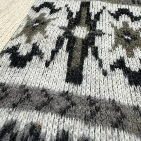 London Fog L XL Vintage Full Zip Ski Sweater Nordic Aztec Snowflake 70s 80s - Picture 9 of 10